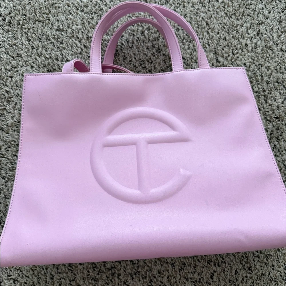 Telfar Pastel Pink Shopping Tote with Embossed Logo
